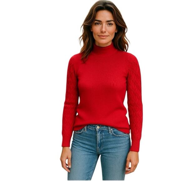 Jessica Simpson Women’s Vibrant Red Cable Knit Sweater Size XL - Picture 2 of 11